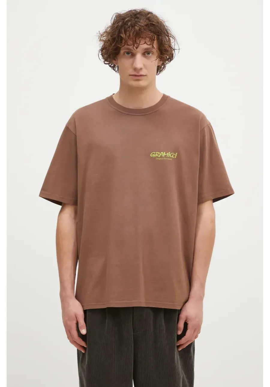 obrazek 1 Gramicci t-shirt bawełniany Original Freedom Tee męski kolor brązowy z nadrukiem G4FU.T098