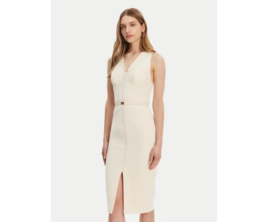 obrazek 1 Elisabetta Franchi Sukienka koktajlowa AB-706-51E2-193 Écru Slim Fit