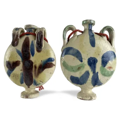 Zdjęcie Para ceramicznych butelek na wodę dla podróżnych z końca XIX wieku
