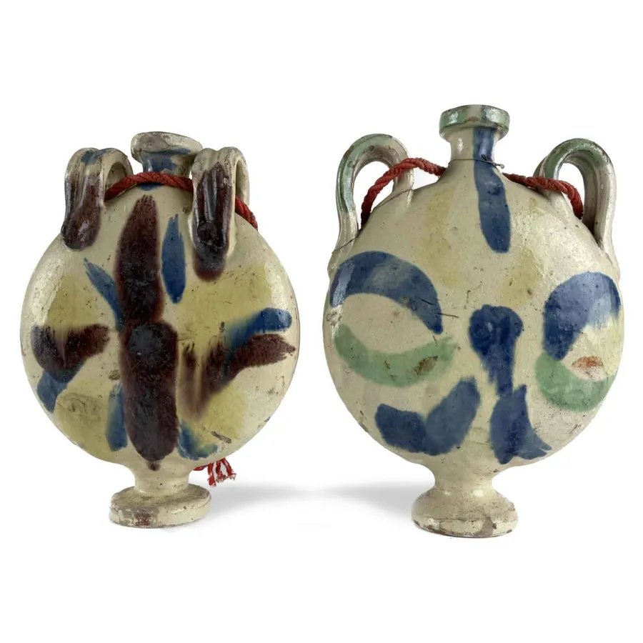 obrazek 1 Para ceramicznych butelek na wodę dla podróżnych z końca XIX wieku