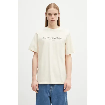 Zdjęcie Sporty & Rich t-shirt bawełniany NY Health Club kolor beżowy z nadrukiem TO043514043CR01