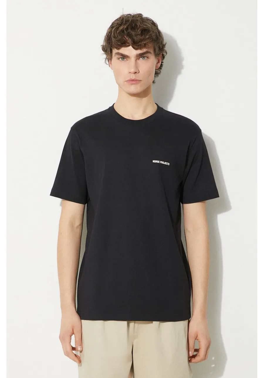 obrazek 1 Norse Projects t-shirt bawełniany Johannes Organic Logo męski kolor czarny gładki N01.0606.9999