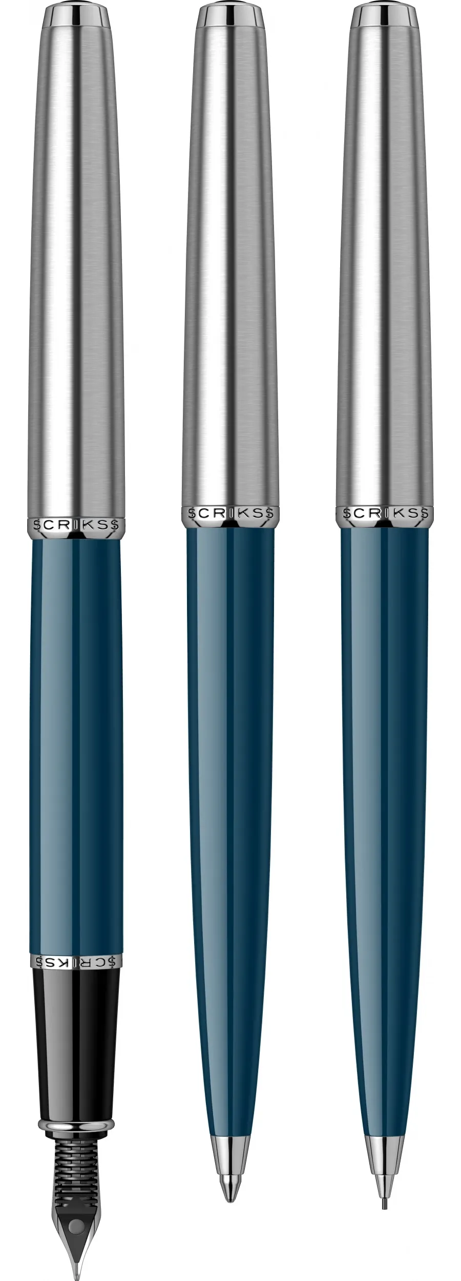 obrazek 3 Zestaw Pióro Wieczne - Długopis - Ołówek Mechaniczny 0.7mm - kolor granatowy