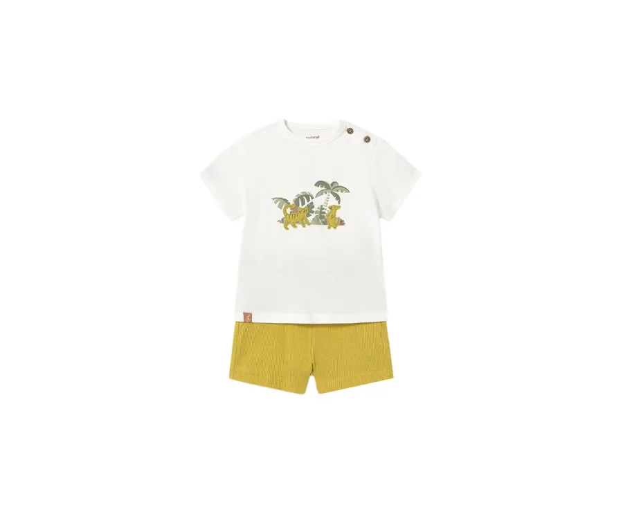 obrazek 1 Mayoral Komplet t-shirt i spodenki 1653 Żółty Regular Fit
