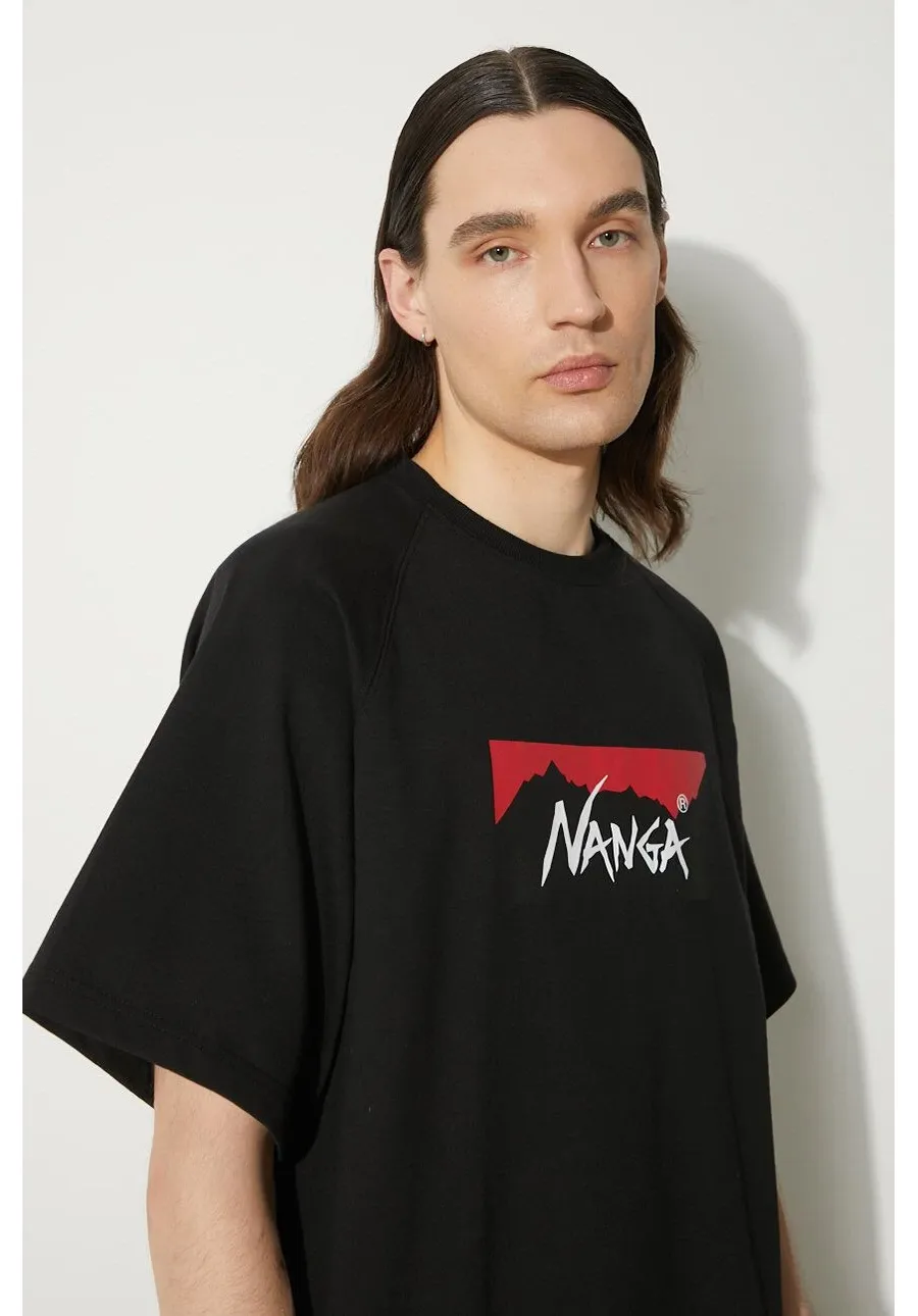 obrazek 1 Nanga t-shirt Eco Hybrid Box Logo Loose Fit Tee męski kolor czarny z nadrukiem NW2311.1G209