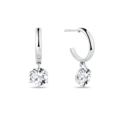 Zdjęcie Okrągłe kolczyki z białego złota z diamentami KLENOTA