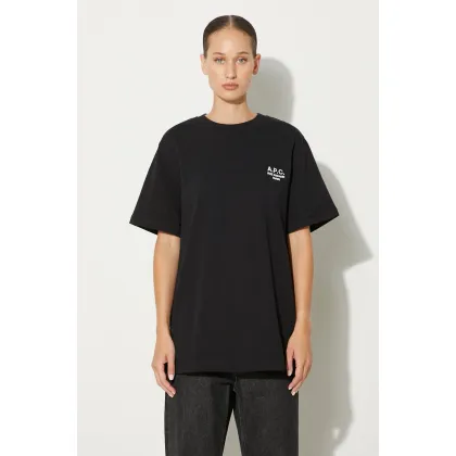 Zdjęcie A.P.C. t-shirt bawełniany standard rue madame GOTS kolor czarny z aplikacją COHBU.M26388