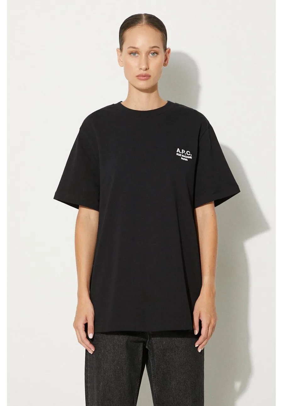 obrazek 1 A.P.C. t-shirt bawełniany standard rue madame GOTS kolor czarny z aplikacją COHBU.M26388