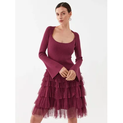 Zdjęcie TWINSET Sukienka koktajlowa 232TP3051 Bordowy Regular Fit