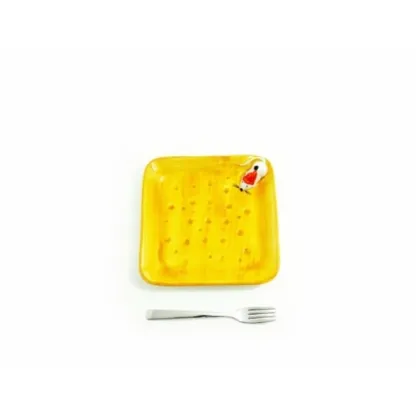 Zdjęcie Mały kwadratowy talerz zdobiony motywem sera i myszką - Le Ceramiche