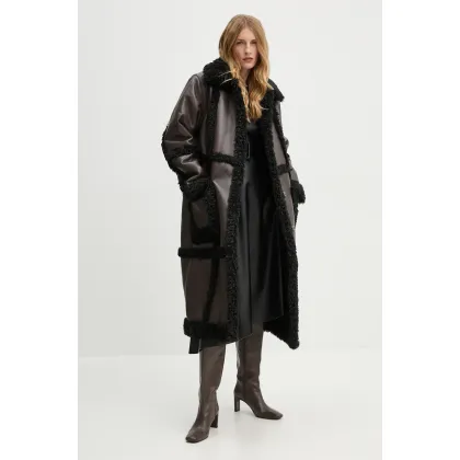 Zdjęcie Stand Studio płaszcz Patrice Coat damski kolor brązowy przejściowy oversize 61100-9010
