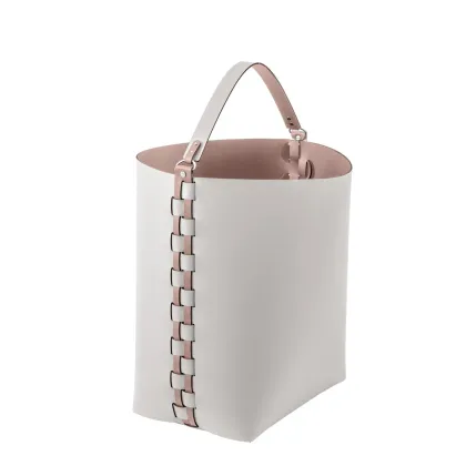 Zdjęcie Klasyczny koszyk Helena 35x30xH45 cm w kolorze perłowym ze skóry odpornej na wodę