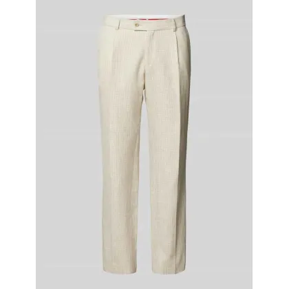 Zdjęcie Spodnie do garnituru o kroju regular fit z zakładkami w pasie i kantem model ‘Peter’