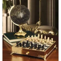 Picture A beautiful chess set and a decorative globe