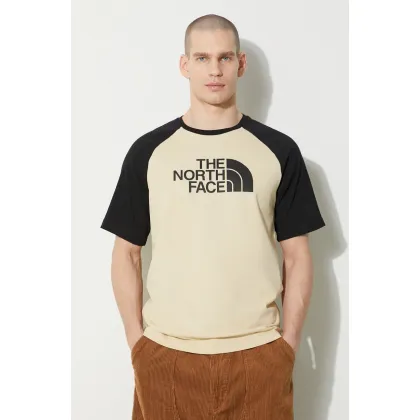 Zdjęcie The North Face t-shirt bawełniany M S/S Raglan Easy Tee męski kolor beżowy wzorzysty NF0A87N73X41