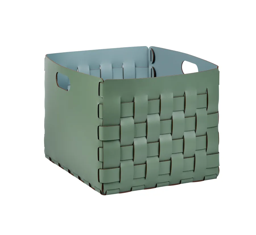 obrazek 1 Luksusowy kosz Bottega 35x40xH30 cm w wyjątkowym kolorze liści eukaliptusa