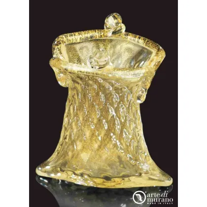 Zdjęcie Klasyczny złoty wazon torebka w całości ze szkła murano w kolorze złotym