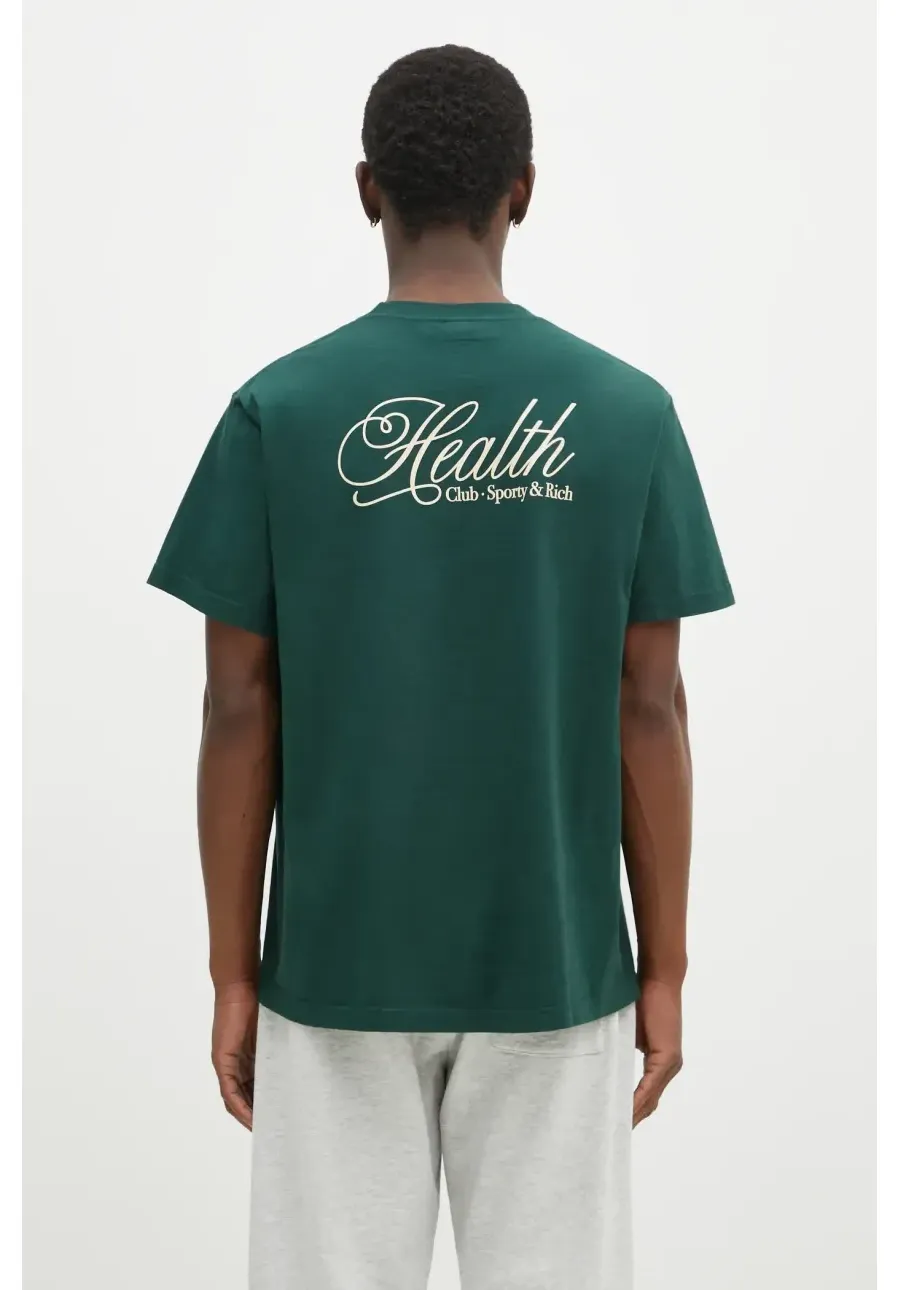 obrazek 1 Sporty & Rich t-shirt bawełniany Health Script kolor zielony z nadrukiem TO043511078GR10