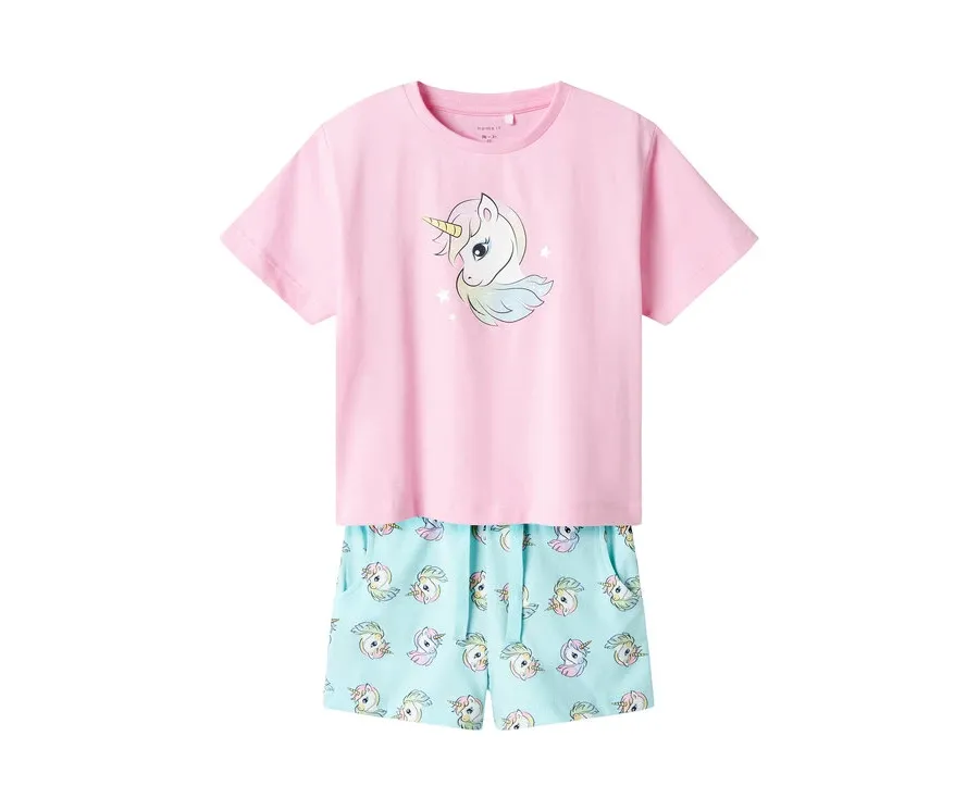 obrazek 1 NAME IT Komplet t-shirt i spodenki Zosanna 13239682 Błękitny Regular Fit