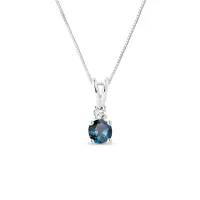 Zdjęcie Naszyjnik z 14-karatowego, białego złota z diamentami i topazem KLENOTA