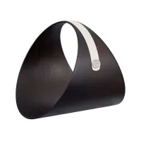 Picture Wood stand for a fireplace or magazine made of wenge wood with a white handle