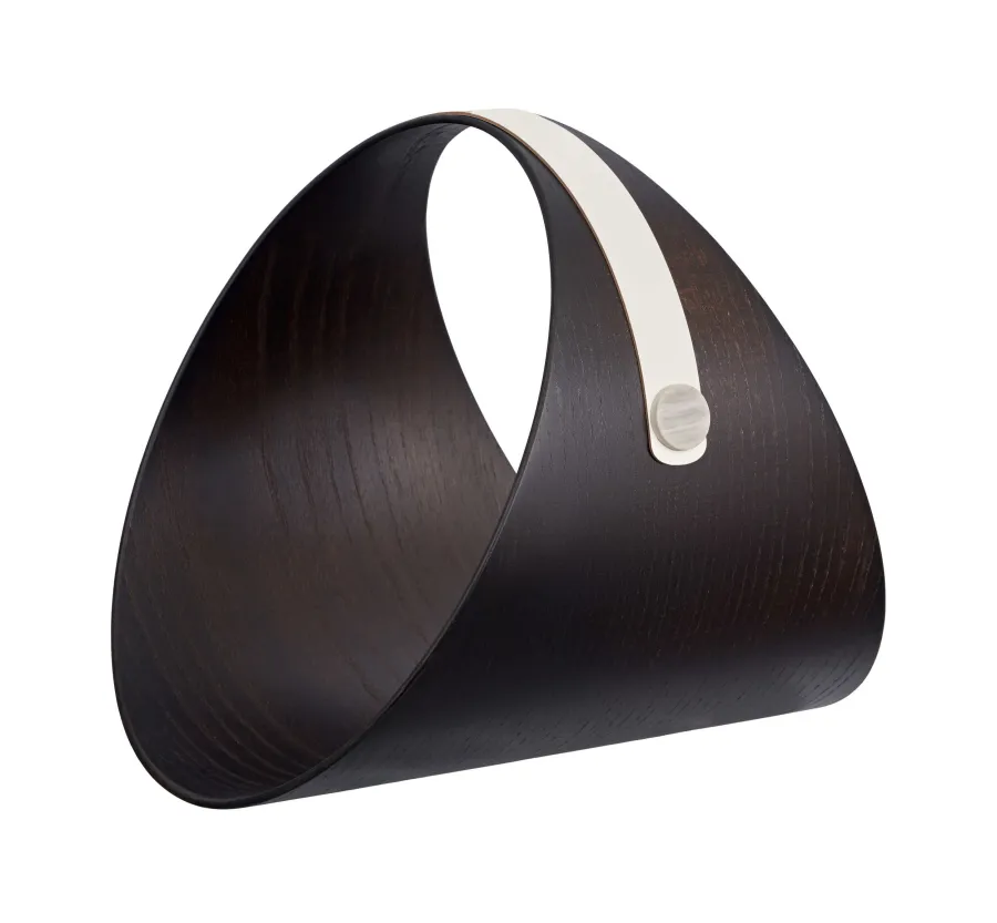 obrazek 1 Stojak na drewno do kominka lub czasopisma z drewna wenge z białym uchwytem