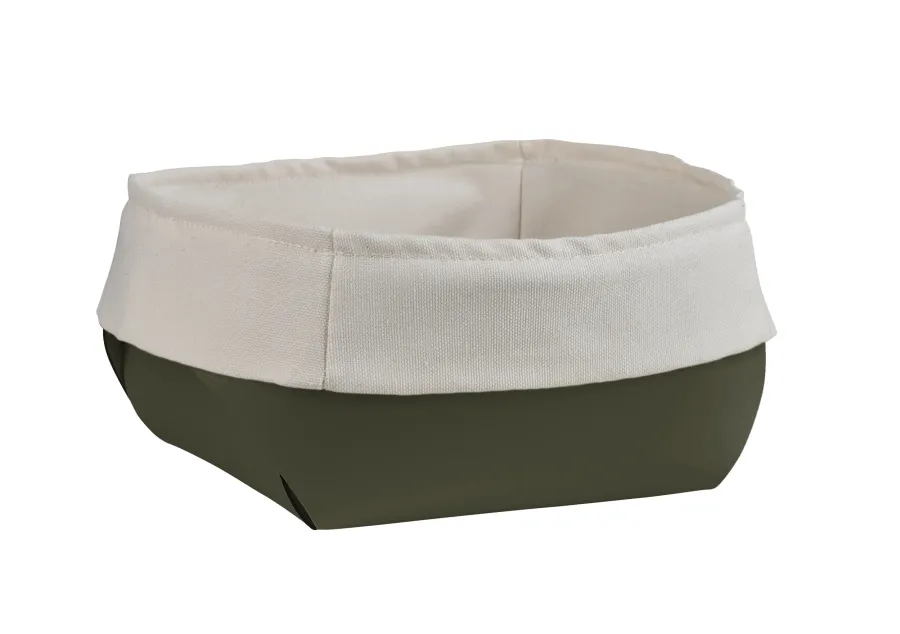 obrazek 1 Ciemnooliwkowy koszyk na chleb Flora z bawełnianym workiem