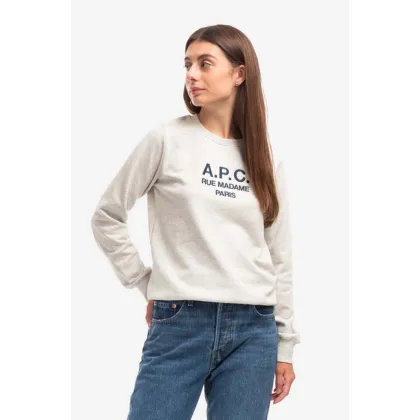 Zdjęcie A.P.C. bluza bawełniana Sweat Tina damska kolor szary z aplikacją COEZD.F27561-MARINE