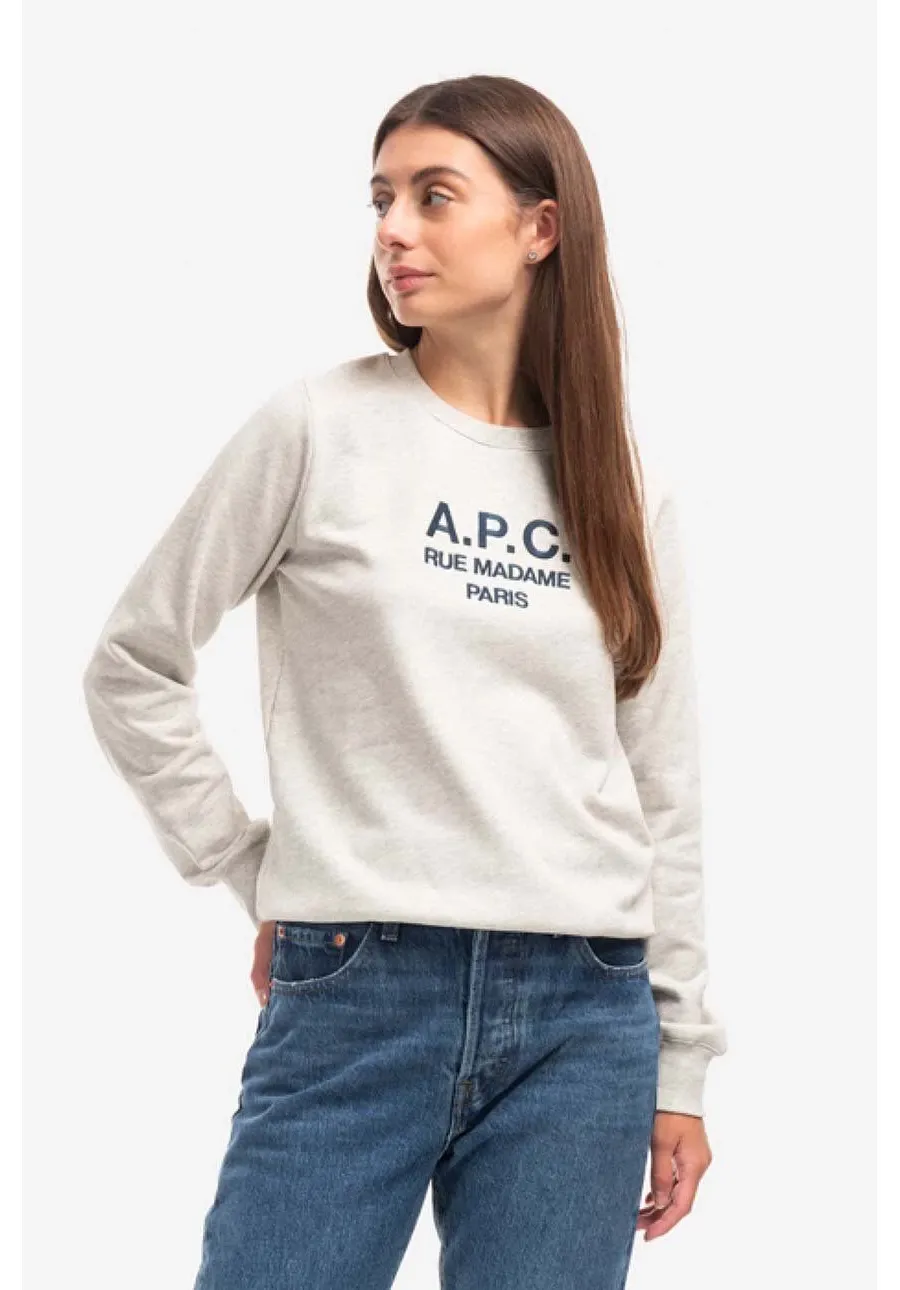 obrazek 1 A.P.C. bluza bawełniana Sweat Tina damska kolor szary z aplikacją COEZD.F27561-MARINE