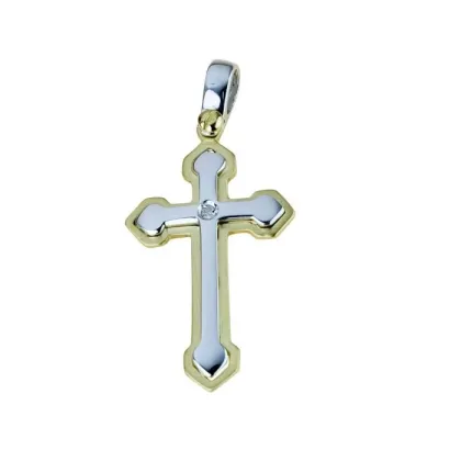 Zdjęcie Złoty dwukolorowy krzyż o śr.ct.0,01 wym.27x17mm.