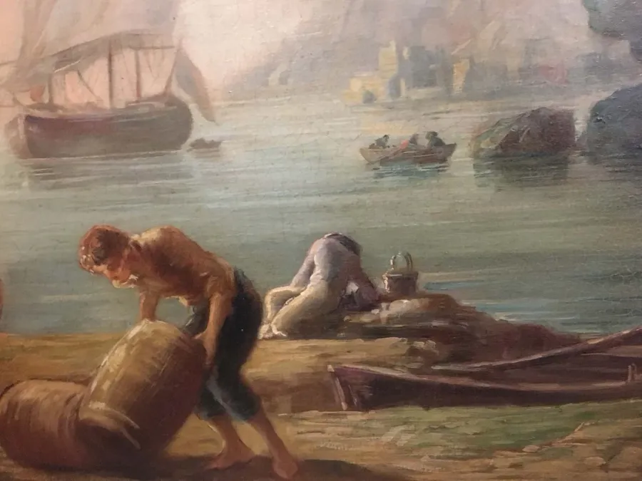 obrazek 5 Zjawiskowy obraz na płótnie z krajobrazem i postaciami 90x110 cm - Angelo Granati