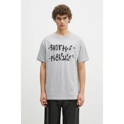 Zdjęcie PLEASURES t-shirt bawełniany F Me męski kolor szary z nadrukiem P24F021