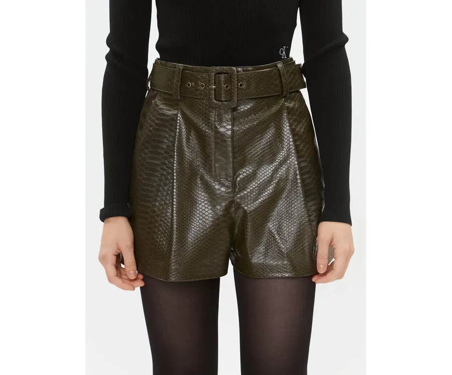 obrazek 1 TWINSET Szorty z imitacji skóry 232TT2233 Zielony Regular Fit