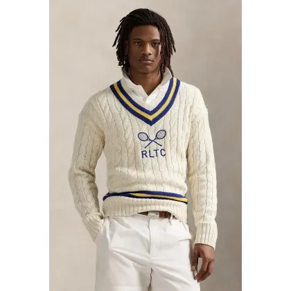 Zdjęcie Polo Ralph Lauren sweter z domieszką kaszmiru Long Sleeve Pullover męski kolor beżowy 710961780