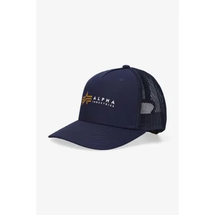 Zdjęcie Alpha Industries czapka z daszkiem kolor granatowy z nadrukiem 106901.07-GRANATOWY