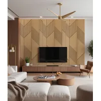 Zdjęcie 275x60x1,1 cm LD (Skandi 2) panel frezowany MDF fornir dębowy - ozdobna dekoracja ścienna 3D