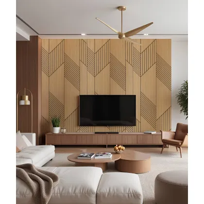 Zdjęcie 275x60x1,1 cm LD (Skandi 2) panel frezowany MDF fornir dębowy - ozdobna dekoracja ścienna 3D