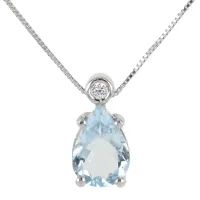 Picture A unique necklace with an aquamarine and diamond pendant