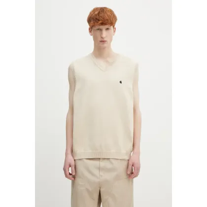 Zdjęcie Carhartt WIP kamizelka bawełniana Madison Vest Sweater męski kolor beżowy I033036