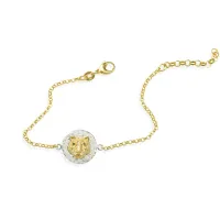 Picture Bracelet in 18K gold-plated sterling silver and rhodium-plated silver, finished with white zircons