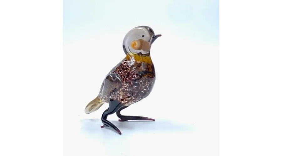 obrazek 1 Urocza szklana figurka domowego brązowego wróbla - luksusowa ozdoba na prezent