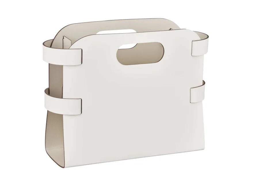 obrazek 1 Biały skórzany gazetnik 16x36xH25 cm