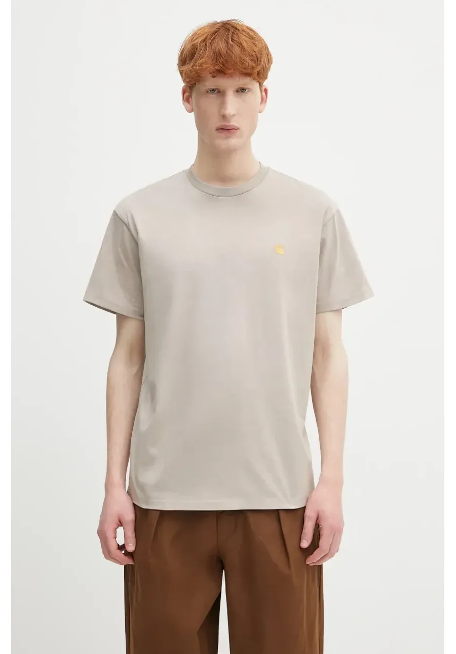 obrazek 1 Carhartt WIP t-shirt bawełniany S/S Chase T-Shirt męski kolor beżowy gładki I026391.2Q6XX
