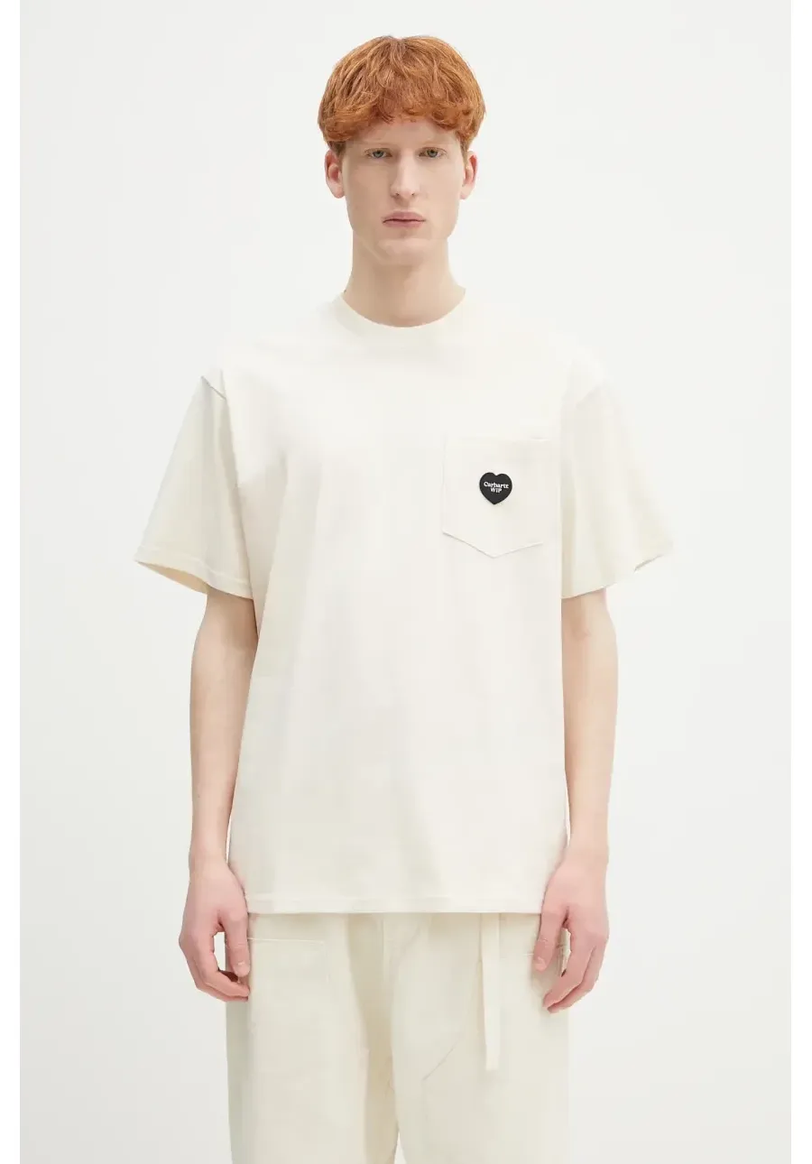 obrazek 1 Carhartt WIP t-shirt bawełniany S/S Ingo Pocket T-Shirt męski kolor beżowy z aplikacją I034486.32MXX