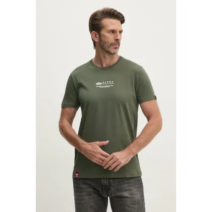 Zdjęcie Alpha Industries t-shirt bawełniany kolor zielony z nadrukiem 108501.142-ZIELONY