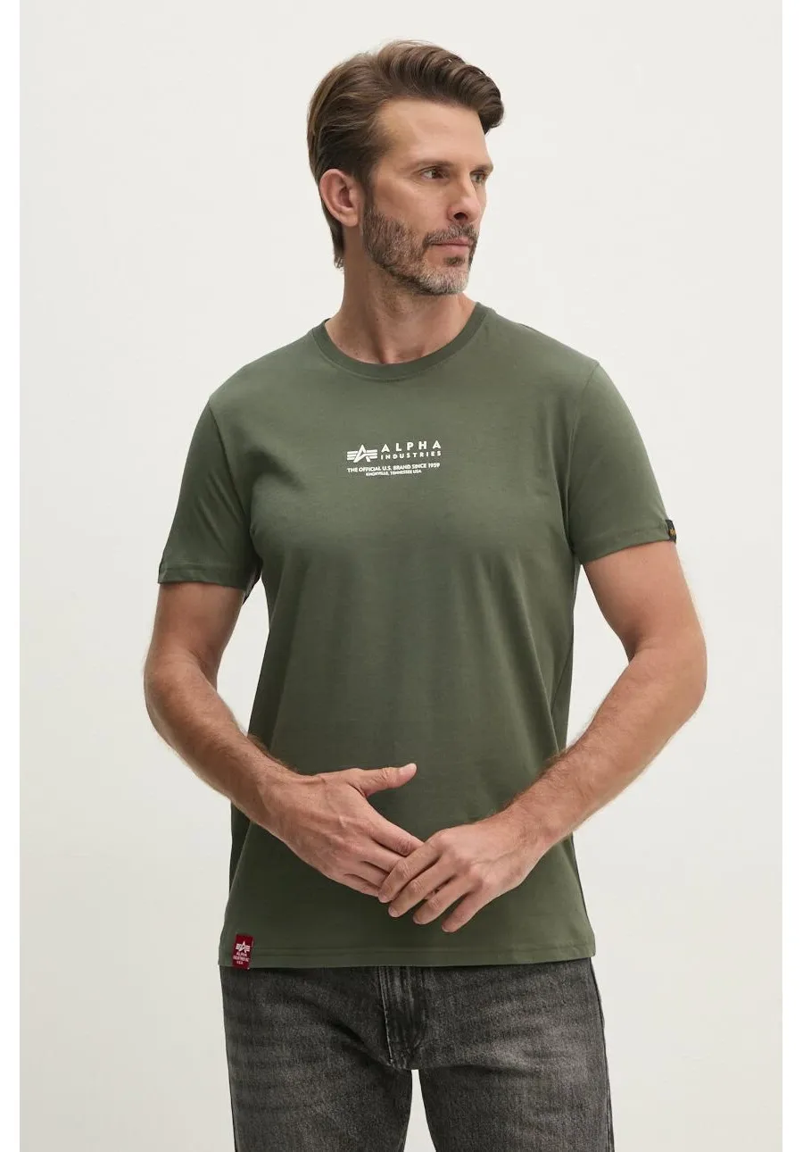 obrazek 1 Alpha Industries t-shirt bawełniany kolor zielony z nadrukiem 108501.142-ZIELONY