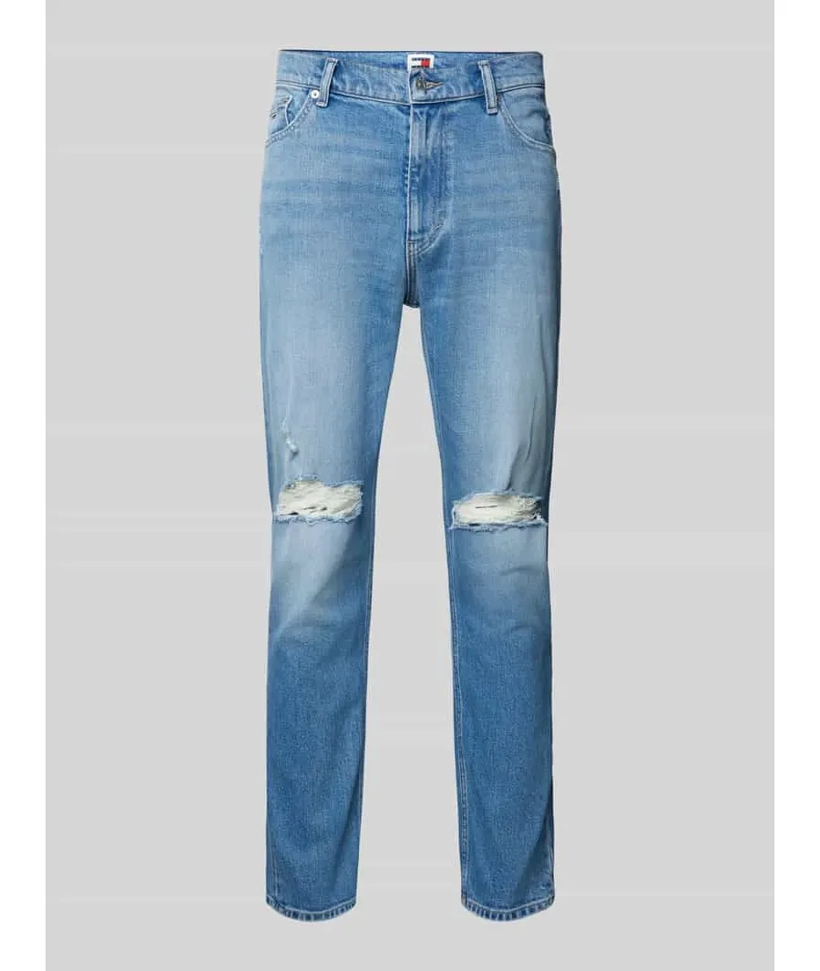 obrazek 1 Jeansy o kroju tapered fit z przetarciami model ‘DAD JEAN’