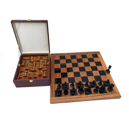 Zdjęcie Elegancki komplet szachowy Jaques Morphy Style z pudełkiem na pionki - The Chess Empire
