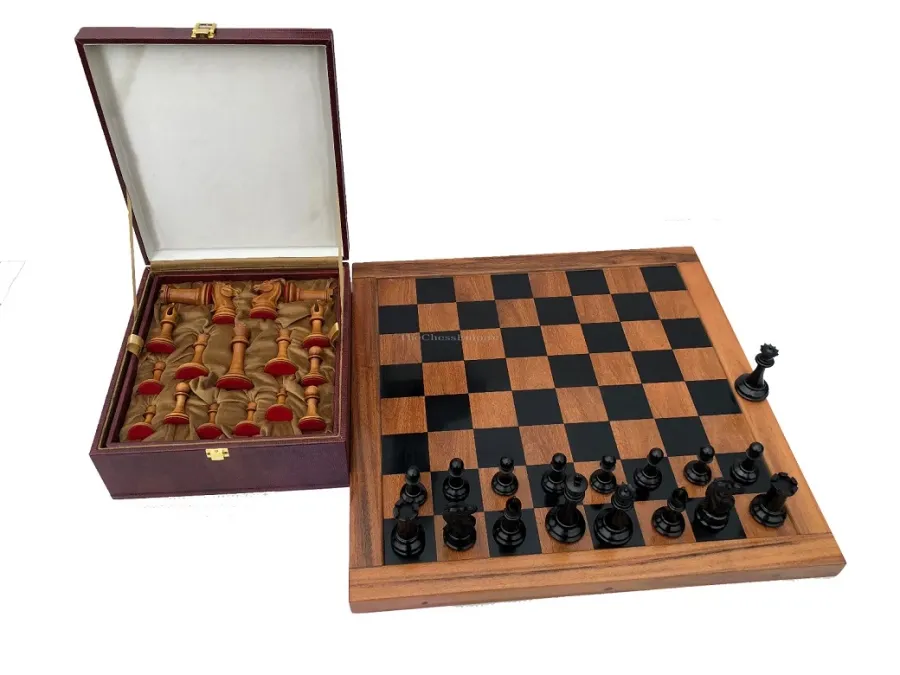 obrazek 1 Elegancki komplet szachowy Jaques Morphy Style z pudełkiem na pionki - The Chess Empire