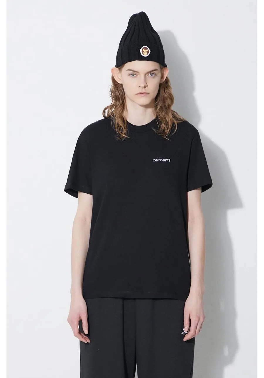 obrazek 1 Carhartt WIP t-shirt bawełniany S/S Script Embroidery T-S damski kolor czarny I032293.0D2XX